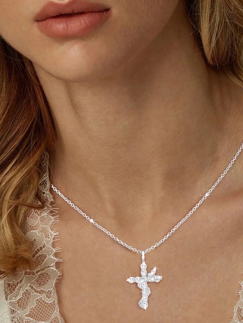 Silver Cross Pendant Necklace
